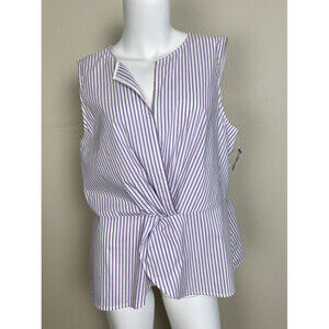 St. John Women's Sleeveless Blouse Top In Purple White Stripe Size L $700